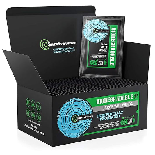Surviveware Biodegradable Wet Wipes- pack of 40