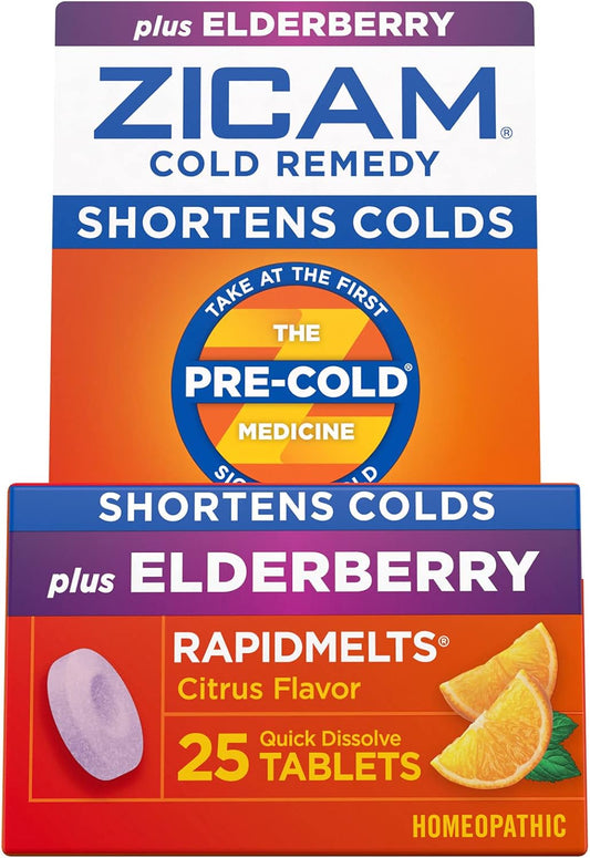 Zicam Cold Remedy Zinc RapidMelts, Elderberry Citrus Flavor, 25 Count