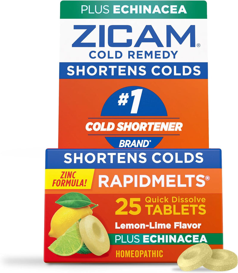 Zicam Zinc Cold Remedy RapidMelts Tablets Lemon-Lime Flavor with Echinacea 25ct