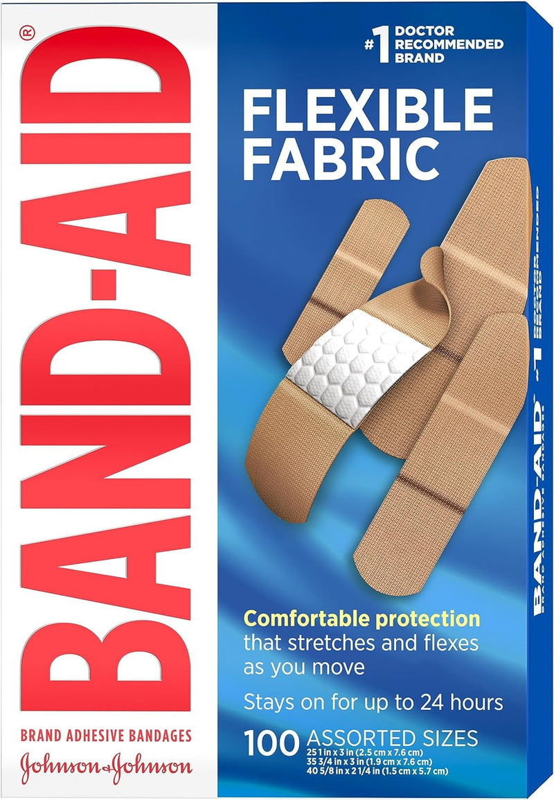 Band-Aid Flexible Fabric 100 count- Assorted sizes