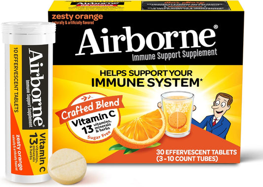 Airborne Zesty Orange Effervescent Vitamin C Tablets- 2 pack of 30