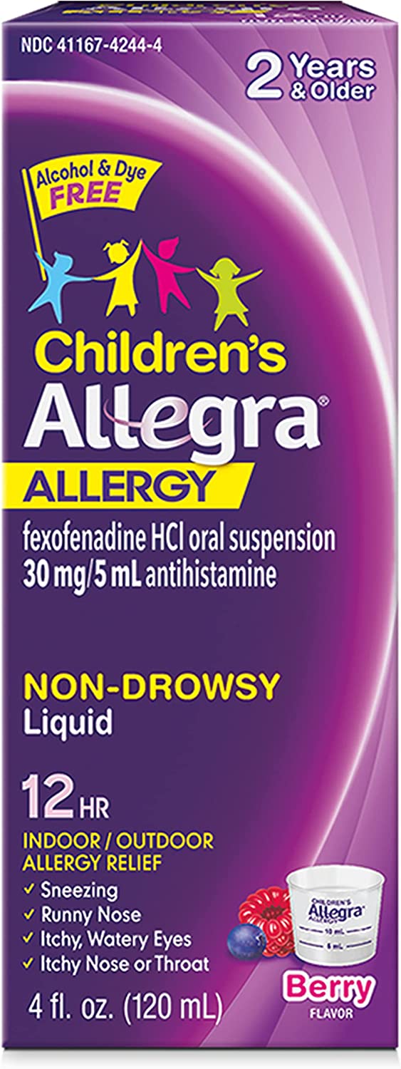 Allegra Children's Non-Drowsy Antihistamine Liquid 4 oz. 12-Hour Allergy Relief, 30 mg