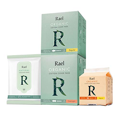 Rael Organic Cotton Regular Pads, Liners, and Wipes- 56 count