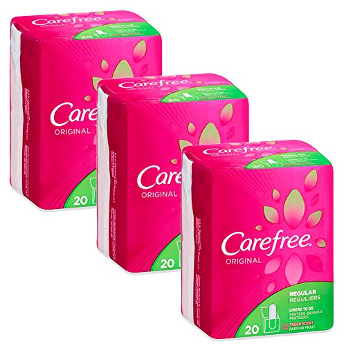 CAREFREE Original Regular Fresh Scent Pantiliners 20 Count 3 pack