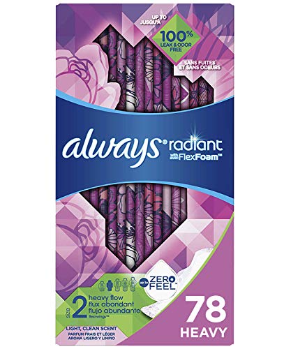 Always Radiant Feminine Pads- size 2- 78 count