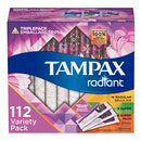 Tampax Radiant Plastic Tampons 112 Count Total, Pack of 4