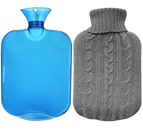 Transparent Classic Rubber Hot Water Bottle Blue