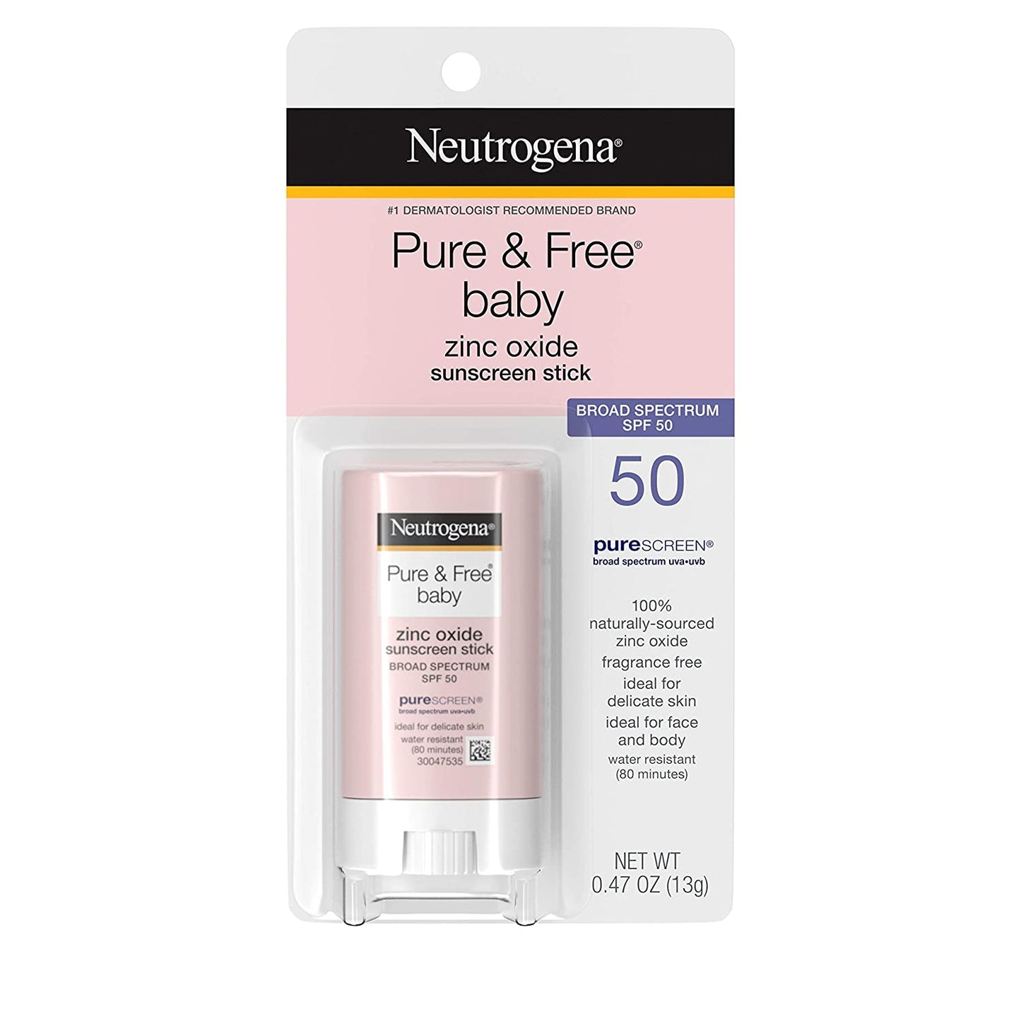 Neutrogena Pure & Free Baby Mineral Sunscreen Stick with Broad Spectrum SPF 50