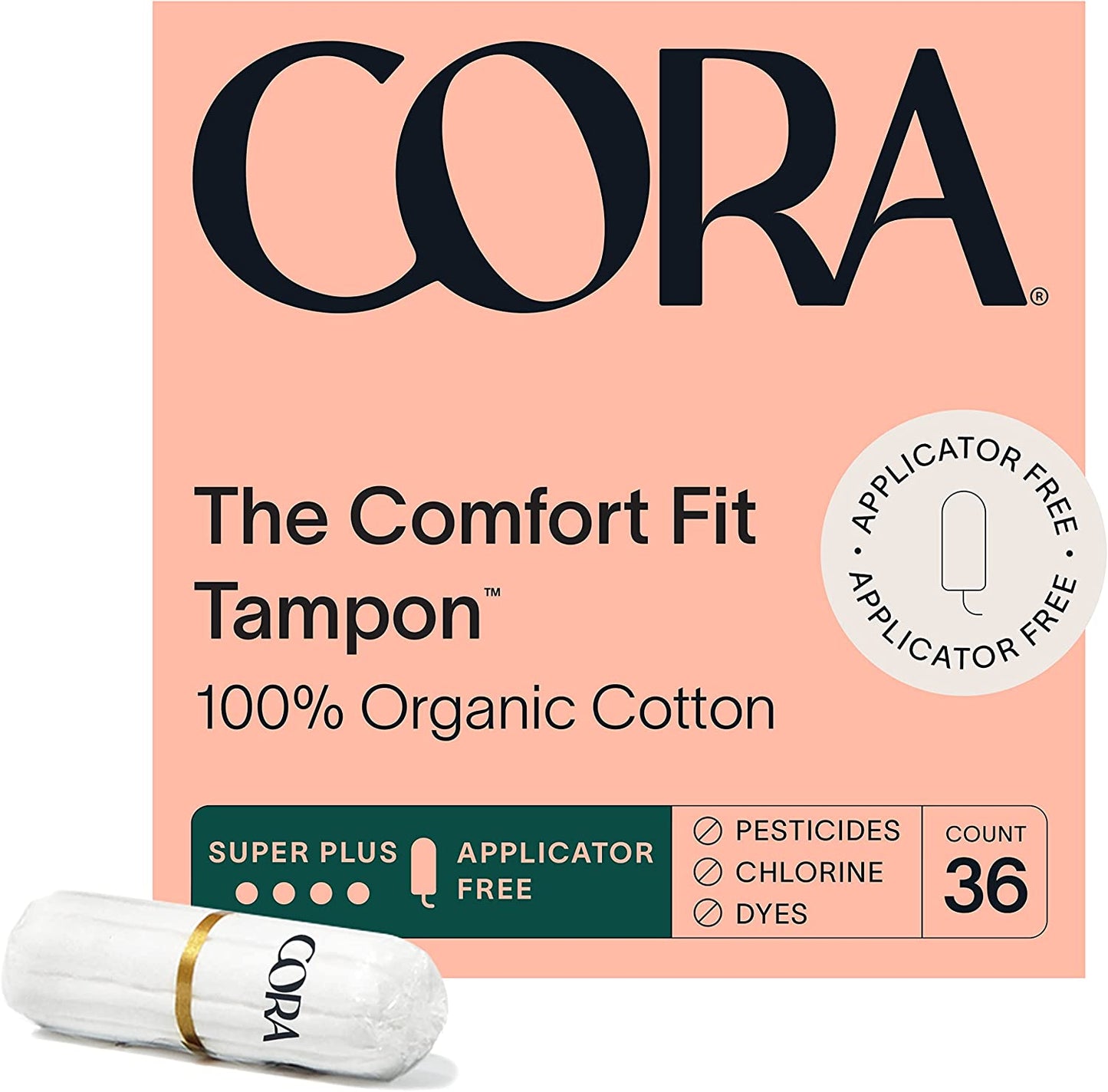 Cora Organic Super Plus Tampons- 36 count