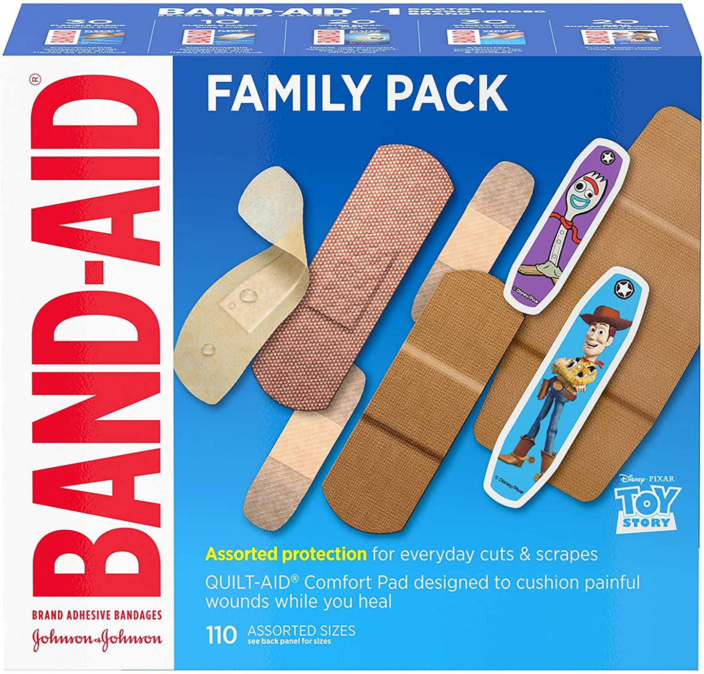 Band-Aid Flexible Fabric Family Pack Adhesive Bandages 110 count