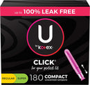 U by Kotex Compact Tampons Regular Multipack- 180 count (6 packs of 30)