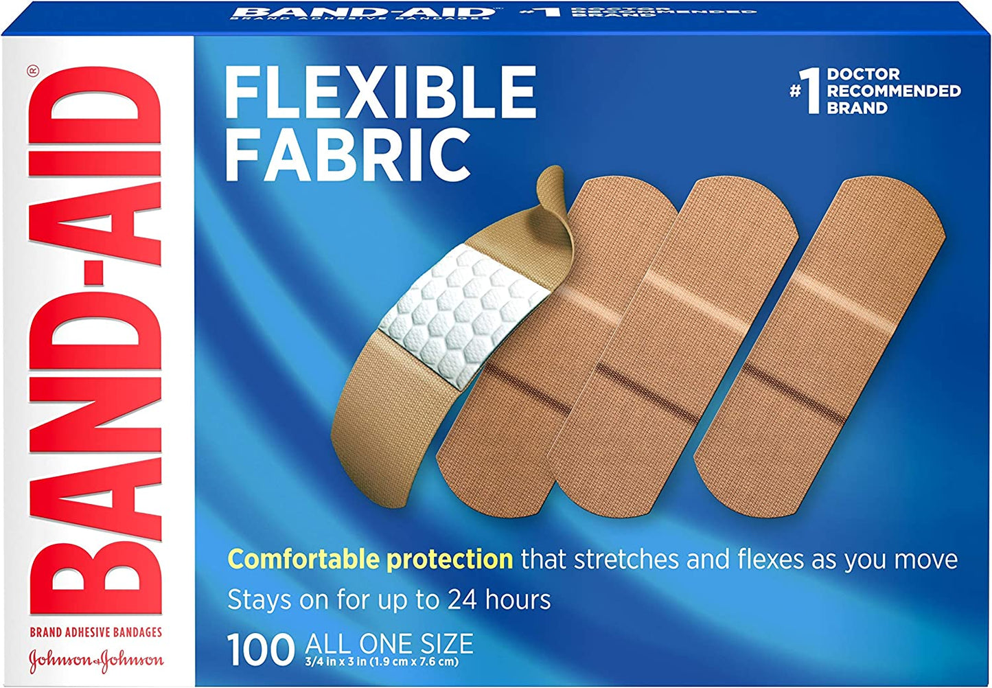 Band-Aid Flexible Fabric Adhesive Bandages One Size (100 pack)